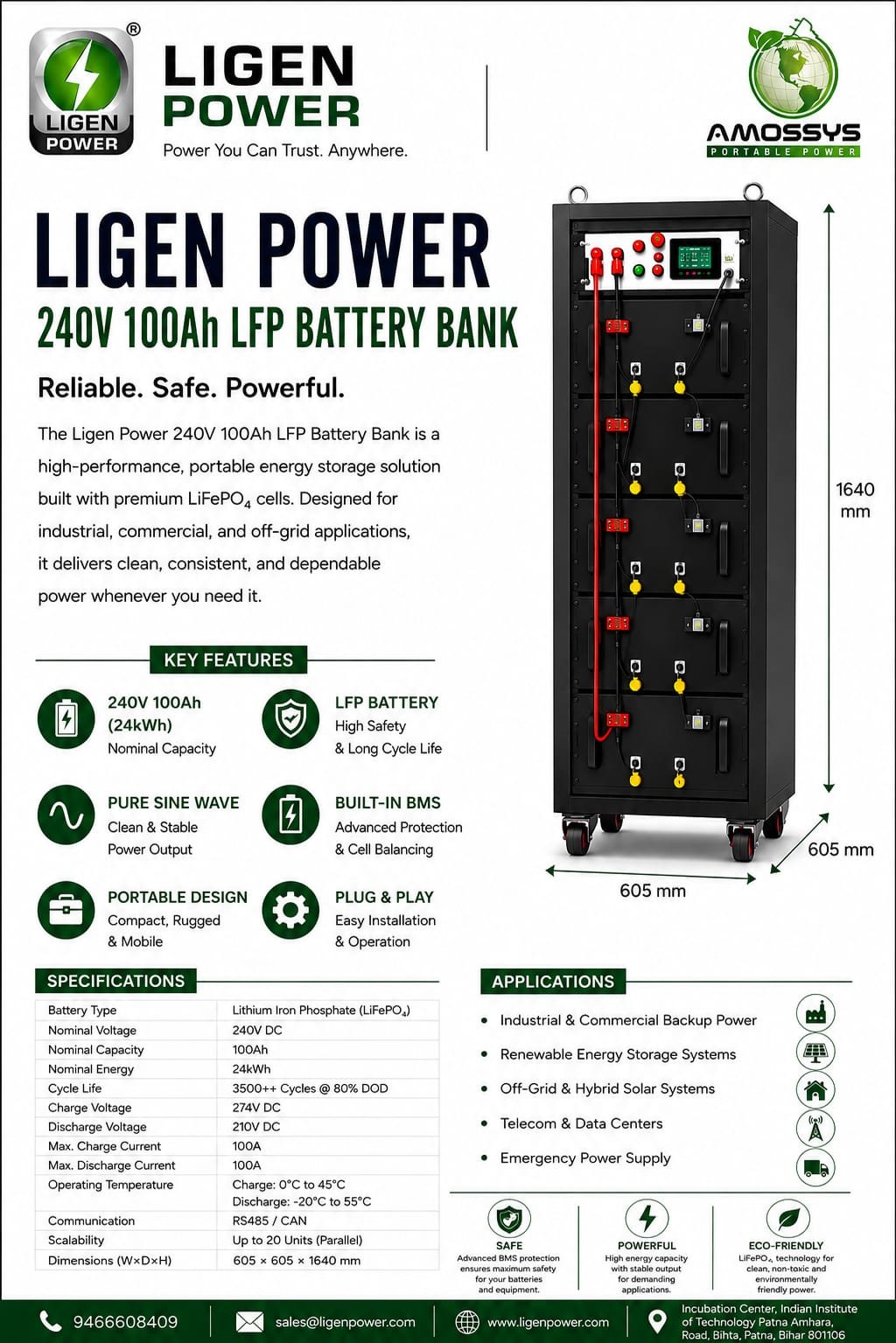 Ligen Power 240V 100Ah LFP Battery Bank product flyer